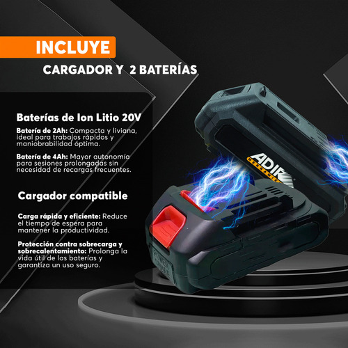 Combo Esmeriladora Y Rotomartillo Inalambrico Adir