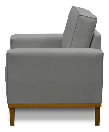 Sofá 3 Lug 2,10m C Chaise Esq 2 Poltronas Living Linho Cinza
