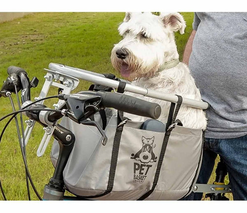 Imagem 1 de 6 de Cadeirinha Bike Cesta P/ Cachorro Pet Basket Cinza