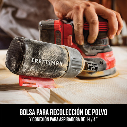 Lijadora Orbital Para Madera Inalámbrica 20v Craftsman Rojo/negro 50