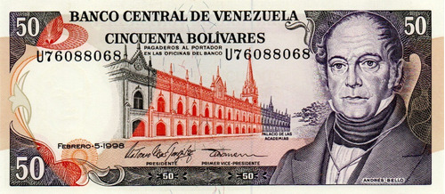 Billete 50 Bolívares 5 De Febrero 1998 Serial U8