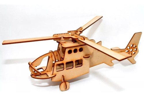 Rompecabezas 3d Helicóptero P. Armar Maqueta Madera Didáctic