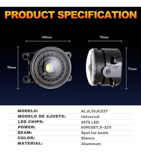 2 Faro Niebla Led Lupa 3.5'' Redondo Bicolor Color Ojo Angel Set-35jc237