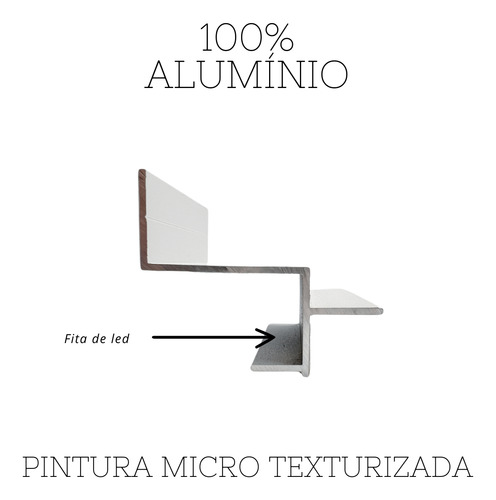 Perfil Aluminio Tabica P/ Fita De Led Drywall 3 Metros