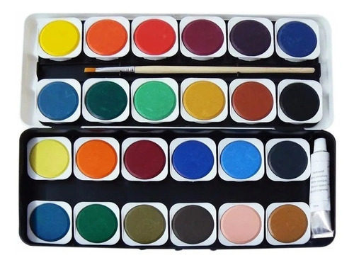 Acuarelas Artmate X 24 Colores Estuche C/pincel+ Pomo Blanco