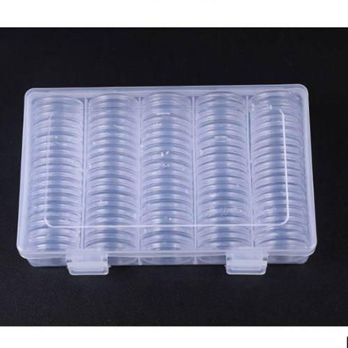 100 Cápsulas De Plástico Para Monedas, Caja