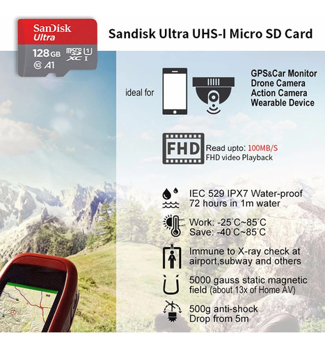 Tarjeta Micro Tf Clase 10 De Memoria Sandisk De 256 Gb Y 150