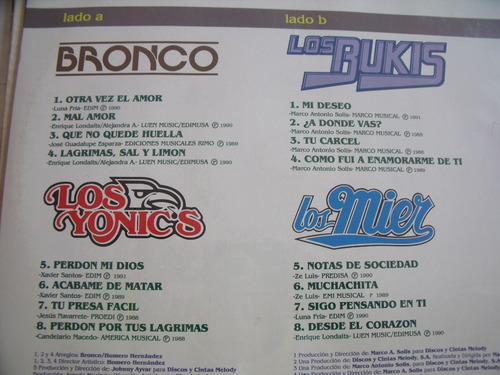 Lp 4 Super Grupos Bronco Los Bukis Los Mier Los Yonics (Usado)