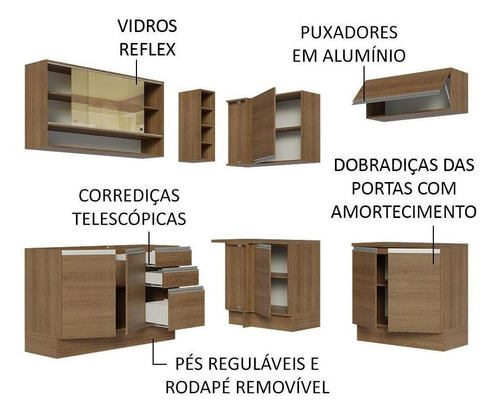 Cozinha Completa Canto Madesa Glamy 349002 C Arm Bal S Tam R Cor Rustic