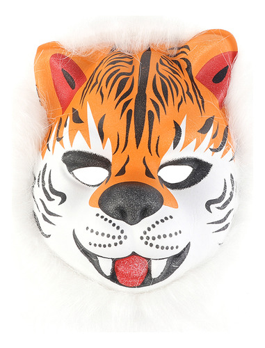 Máscara De Animal Tigre Aterrador De Halloween Con Pelo, Más