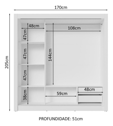 Guarda-roupa Casal 3 Portas De Correr Sublime Madesa Bc Cor Branco/Cinza