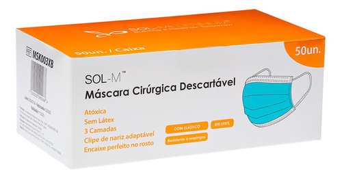 Imagem 3 de 10 de 50 Máscaras Descartáveis Tripla Camada Com Clipe Nasal