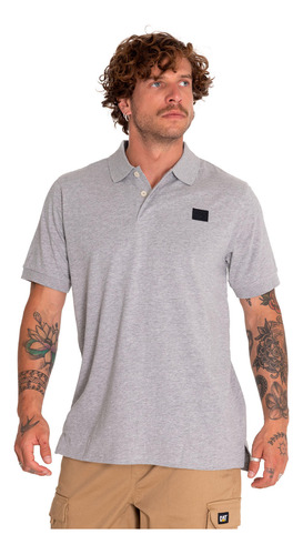 Polera Polo Casual Hombre Cat Logo Jersey Polo Gris Cat