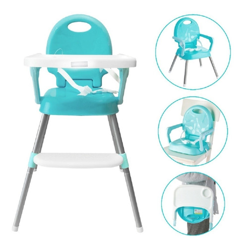 Silla Comedor Bebe 3 En 1 Doble Altura, Portátil Y Plegable