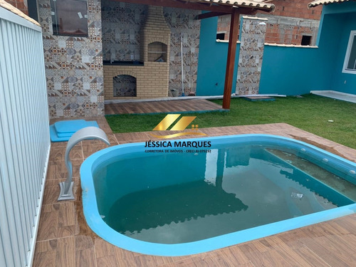 075-02 Casa 2 Quartos, Área Gourmet E Piscina Em Unamar - Cf