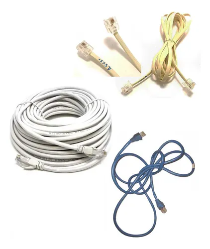 Kit De 3 Cables: De Red Y De Telefono De Alta Calidad