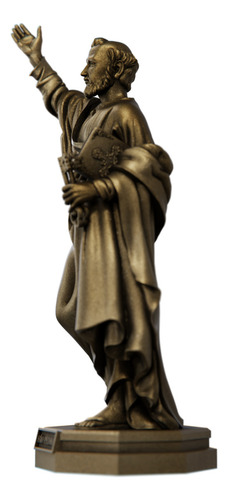 Estátua São Pedro Apóstolo Estatueta Imagem Católica Cor Cor Ouro Velho