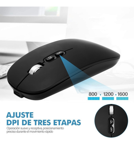 Imagen 4 de 7 de Ratón Inalámbrico Mouse Bluetooth Modo Dual Delgado 2,4ghz