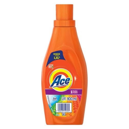 Jabón Para Ropa Ace Limpieza Completa De 800ml Pack 4 Pzs