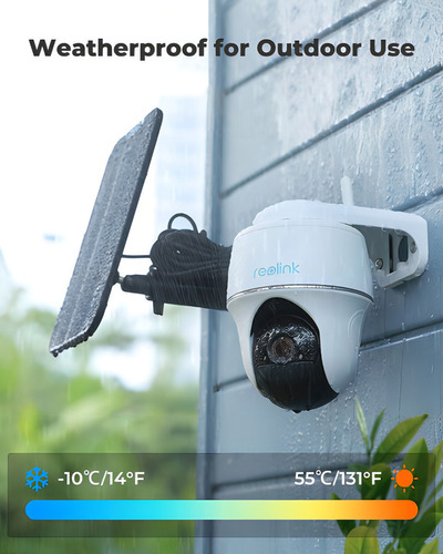Câmera de segurança externa, energia solar Wi-Fi, cor branca Alexa/Googl