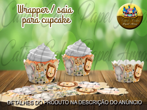  50 Wrappers Saias Para Cupcakes Safari Baby Cute