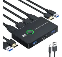 Comprar Kvm Conmutador 2 Puertos Hdmi \u002F Switch Selector 2 Usb-a 3.0