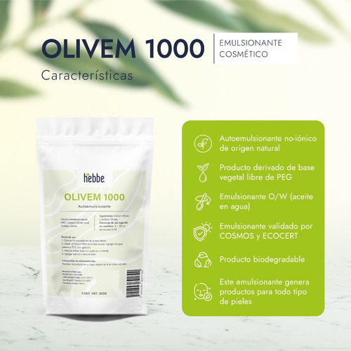 Imagen 3 de 10 de Olivem 1000, 500 G Autoemulsificante Cosmético Cosmos