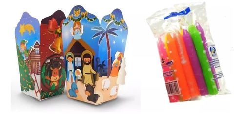 Pack 40 Velas/velitas En Cera + 40 Faroles En Carton