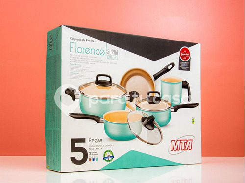 Batería Cocina Olla Cacerola Aluminio Teflón Florence 5p Mta