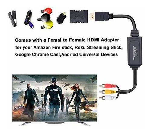 Imagen 5 de 6 de Convertidor De Hdmi A Rca, Cable De Hdmi A Rca, Cable
