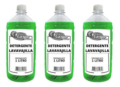 Detergente El Cacique Lavavajilla 3u De 1 Litro (cod 2331)