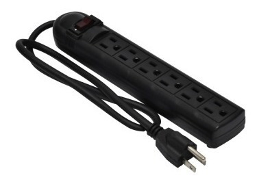 Imagen 2 de 2 de Paq 5 Barra Multicontacto 6 Entradas Luz Indicadora Negro
