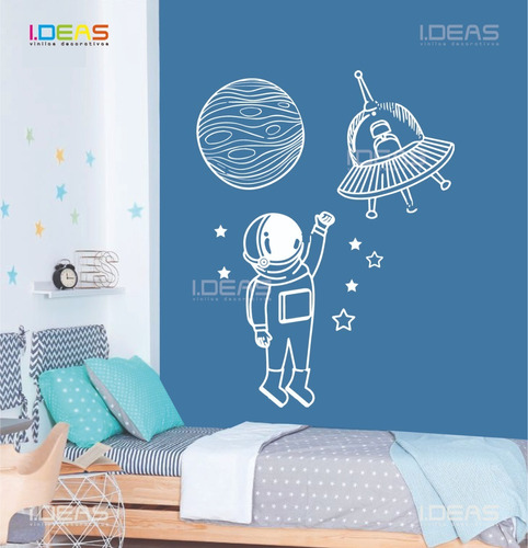 Vinilos Decorativos Astronauta Luna Planetas 