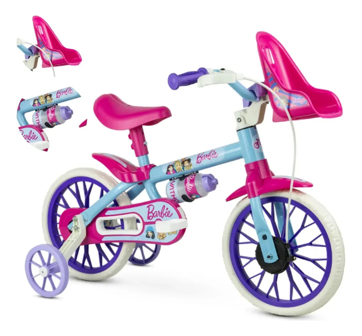 Bicicleta Infantil Nathor Aro 12 Personagens Azul-celeste