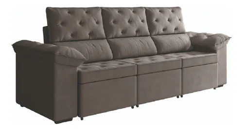 comprar Sofá Retrátil 3 Lugares 2,10m York Suede Marrom
