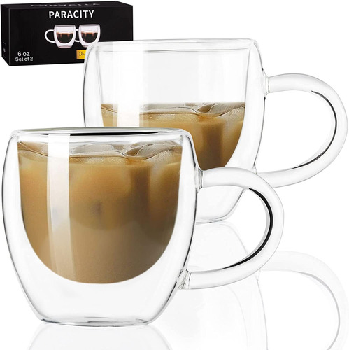 Paracity Espresso Cups Set Of 2, Double Wall Insulated Gl...