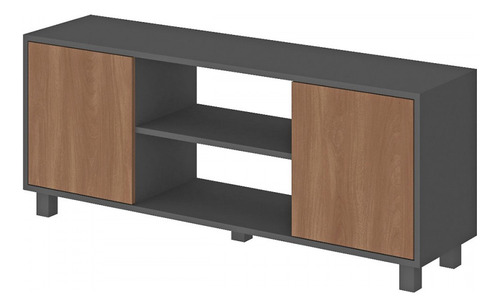 Estante para TV Luka de 2 puertas de hasta 50 pulgadas, color gris oscuro