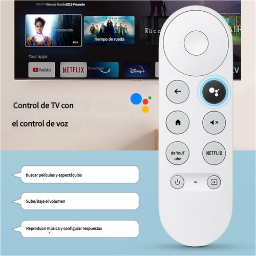 Velstron Control Remoto Compatible con Google TV Chromecast 4K Snow/HDTV, Reemplazo por Voz para Google TV G9N9N, GA01409-US, GA01919/20/23-US, GA02463-US, Reproductor de Streaming.