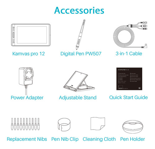 Tableta De Dibujo Huion Kamvas Pro 12, Monitor Gráfico Gt-11
