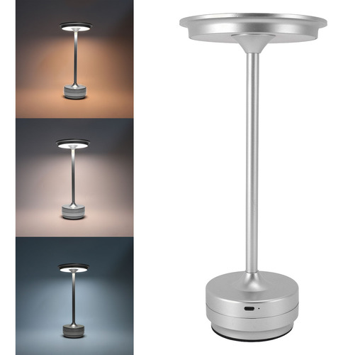 Mesa Inalámbrica Led De Aluminio Y Hierro Con 3 Fuentes Táct