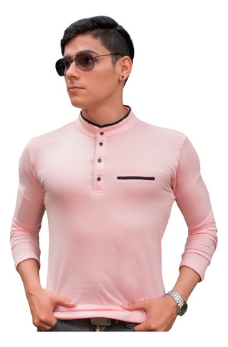 Elegante Polo Rosado Manga Larga, Estilo Y Comodidad