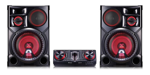 Mini System LG Xboom CJ98 preto y vermelho com bluetooth 3500W de potência -