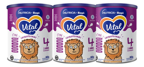Combo X3 Nutricia Bagó Vital 4 Lata De Leche 800g
