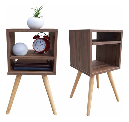 Juego De 2 Burós Hogare Mesa De Noche, Con Repisa Ajustable Mate Parota