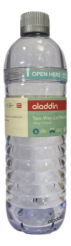 Botella De Agua Aladdin Two Way Lid Water Vessel 532ml Color Transparente Tapa Gris
