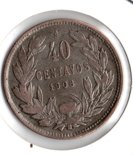 Monedas Colecionable 40 Centavos Chile Año 1908 De Plata
