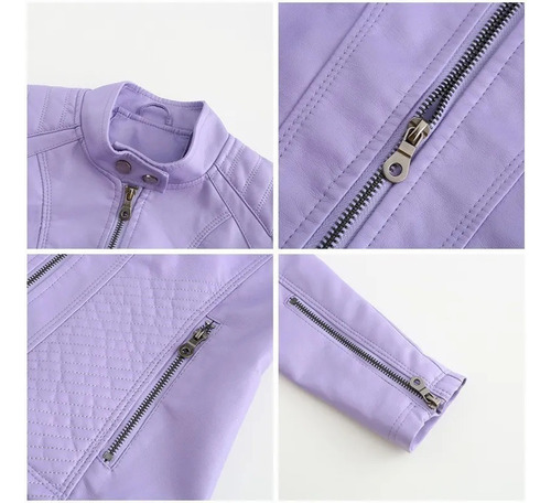 Chaqueta De Cuero Casual Para Mujer Con Cuello Alto, Abrigo