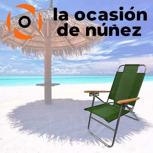 Reposera Sillon 5 Posiciones Apoyabrazo Madera Playa Camping