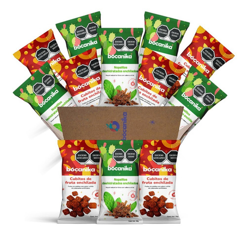 Pack 24 Snacks Botana Fruta Y Nopal Enchilado - Bocanika