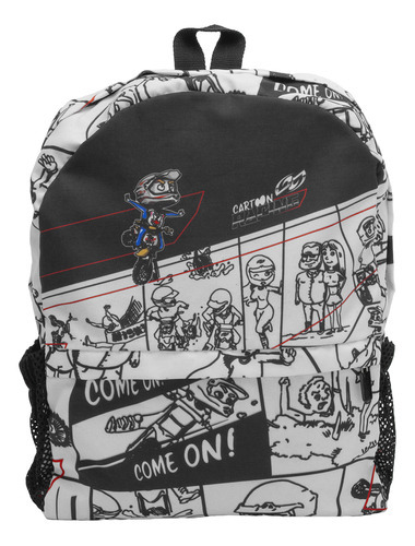 Mochila Bolsa Grande Infantil Resistente Estudante Notebook Cor Branco - Preto